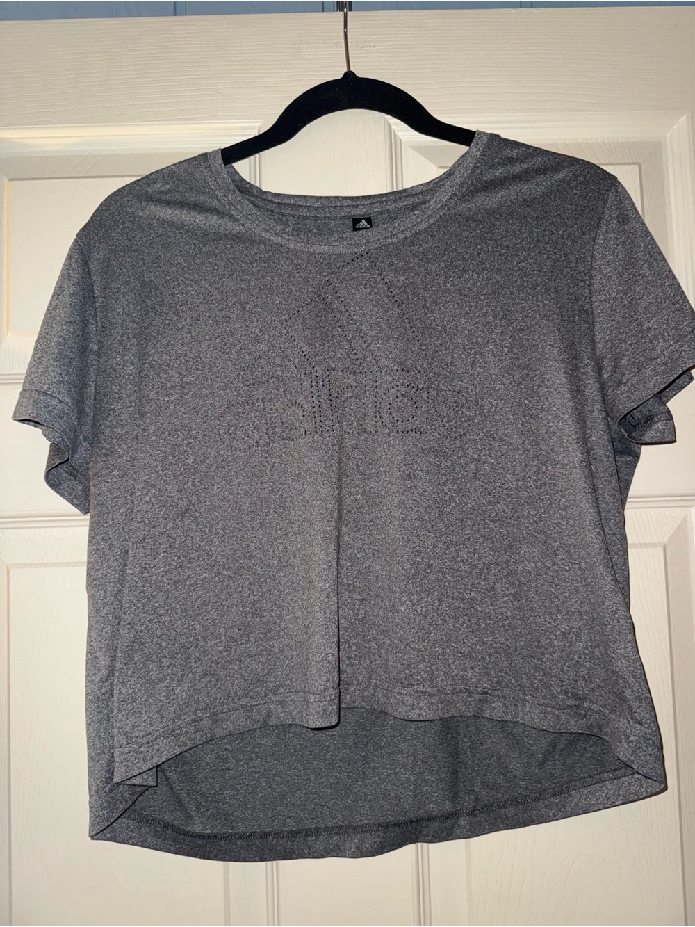 adidas Women’s Charcoal Gray Short Sleeve Logo Tee